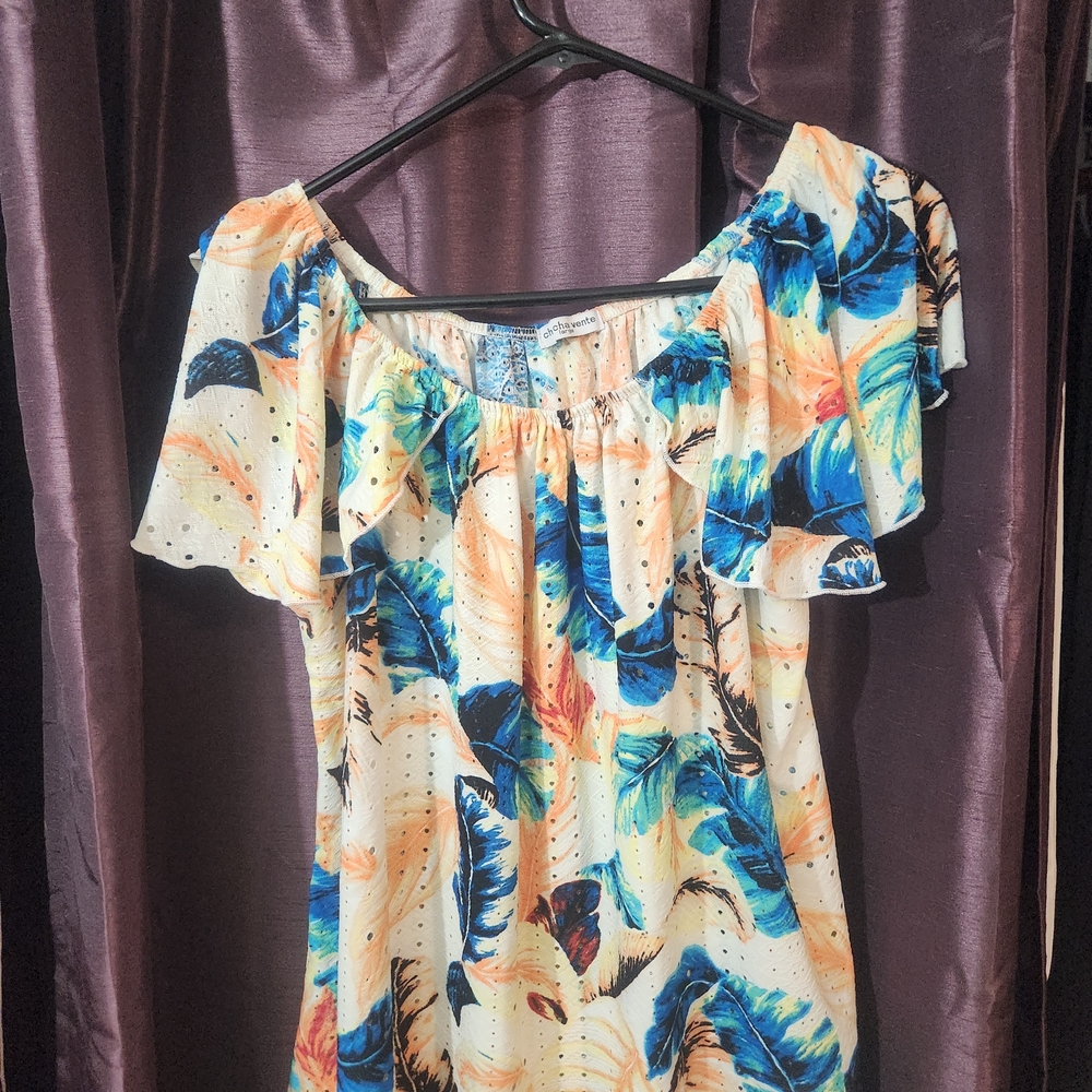 Cha Cha Vente Multicolor Off-Shoulder Blouse Large